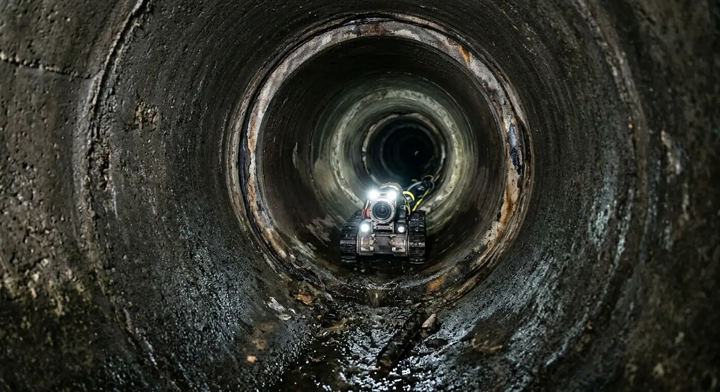 Robotic sewer camera inspecting pipe interior for Sewer Line Cleaning in Solana Beach